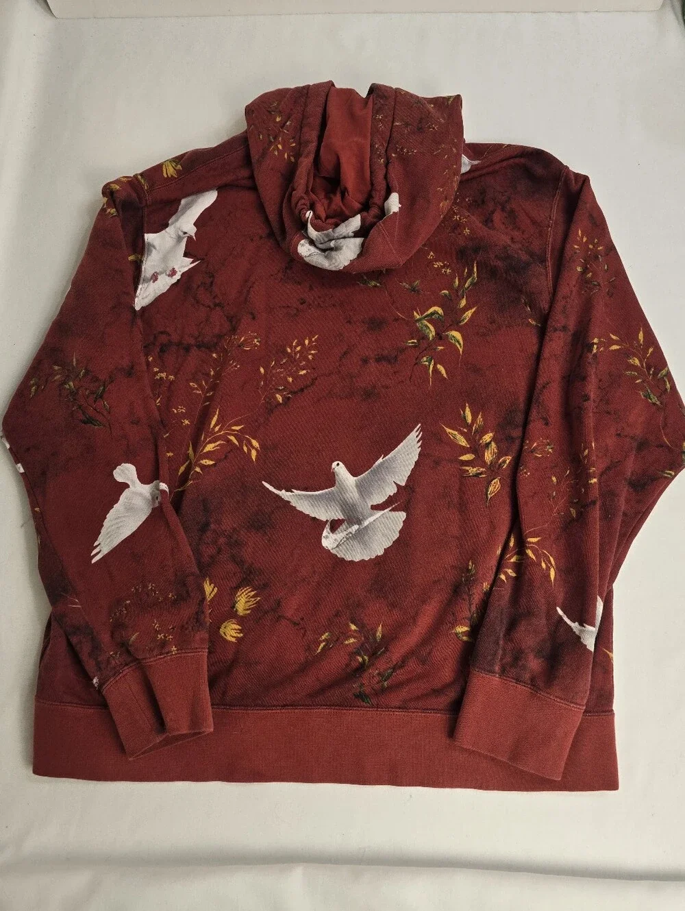 Nike Dove Birds Pullover Hoodie Sweatshirt Size XL Rare Burgundy